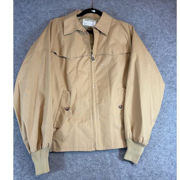 VINTAGE 70s Zero King Swing Jacket Men Size 40 Tan Full Zip USA Workwear Outdoor - Picture 1 of 7